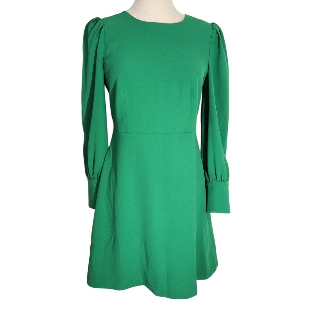 J. Crew Green Long-Sleeve Dress With Buttoned Cuffs